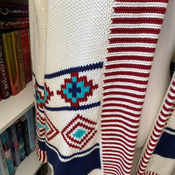 MARINE LAYER The Cora Aztec Cotton Knit Oversized Open Cardigan Sweater XS/S - Picture 3 of 11